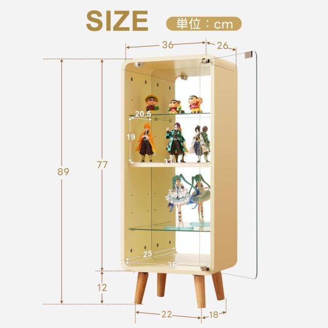 「クーポン配布中」コレクションケース コレクションシェルフ ガラスディスプレイキャビネット4段 高さ調節可能 フィギュア 収納 背面ミラー 強化ガラス棚 サイズ：幅36*奥行26*高さ89CM_6
