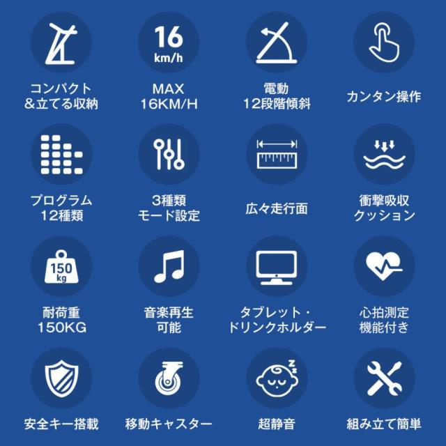 電動ランニングマシン ルームランナー ウォーキングマシン MAX16km/h 折りたたみ フィットネスマシーン 電動傾斜調整機能付き ダイエット器具 移動キャスター付き 心拍数計測機能付き 家庭用 トレッドミル エクササイズ 有酸素運動 静音１年間保証_2