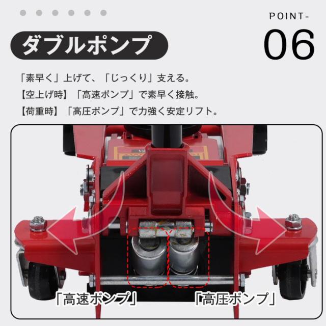 「クーポン配布中」ガレージジャッキ 油圧式ジャッキ 手動式+ 足踏み式 ハンドリフター 耐荷重MAX 3T タイヤ交換 修理 整備 メンテナンス 点検_5