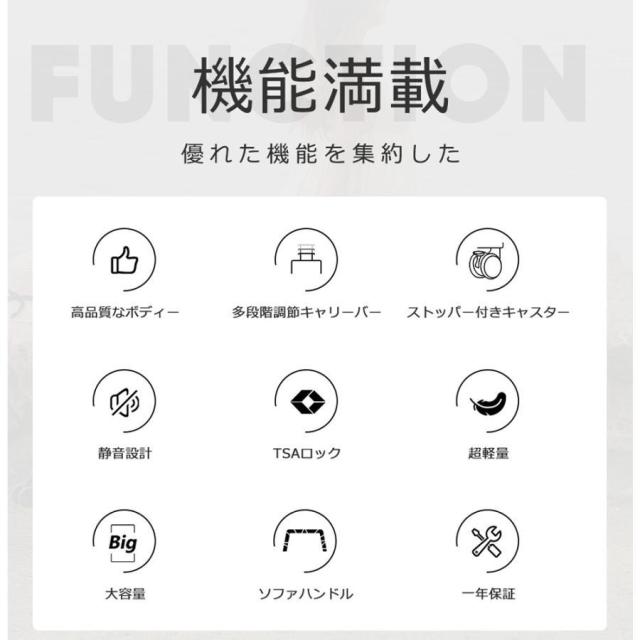 Mサイズ キャリーケース スーツケース キャリーバッグ 小物掛けフック付き 超軽量 TSAロック搭載 静音ダブルキャス サイドフック付　耐衝撃 360度回転 中型3日-7日宿泊 旅行用 ビジネス 出張 一年間保証_1