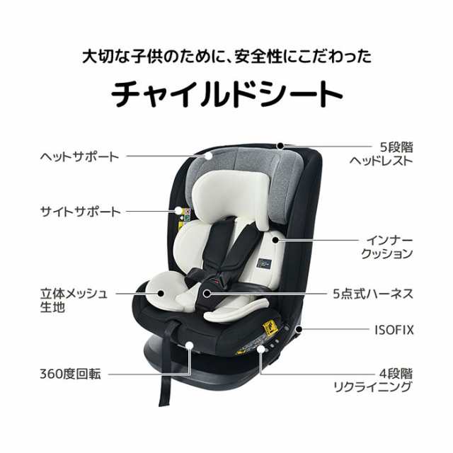 チャイルドシート ジュニアシート ISOFIXキッズシート 新生児 360度回転式 子供 ベビーシート 長く使える 取付け簡単 0歳〜12歳対応  自動車 カー用品 座席 出産祝い 赤ちゃん 洗える 孫プレゼントの通販はau PAY マーケット - ヘルツ | au PAY マーケット－通販サイト