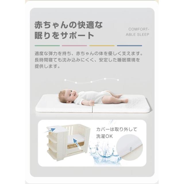 「クーポン配布中」ベビーサークル マットレス付 プレイヤード ベビーゲート ベビーフェンス 高さ調整 おむつ替え台付き サイド収納 キッズソファ お誕生日 出産祝い プレゼント_3