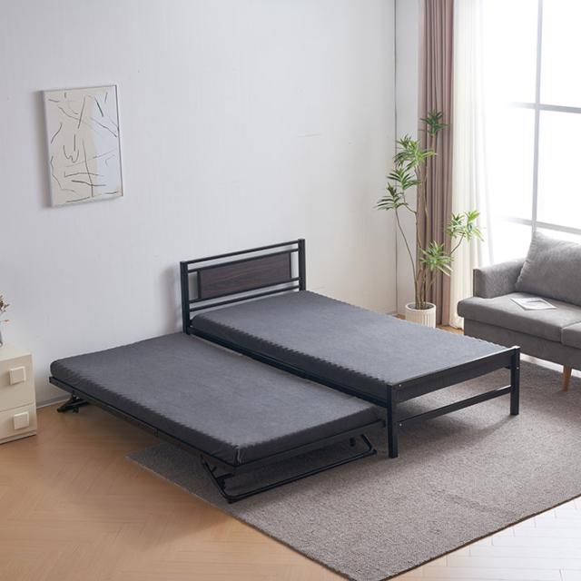 ブラック】親子ベッド 二段ベッド パイプベッド シングルベッド