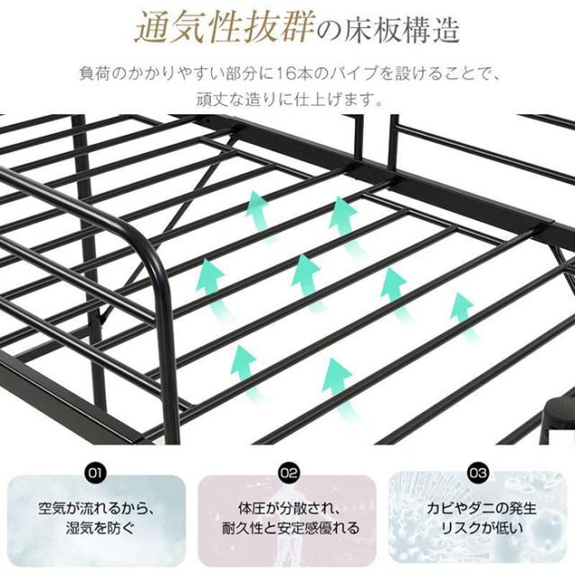 クーポン配布中」ロフトベッド 階段付き パイプベッド システム