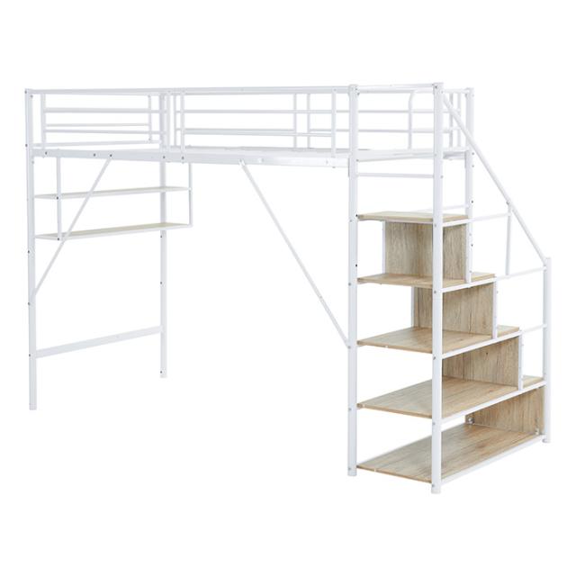 ロフトベッド 2段ベッド 階段 階段付きパイプベッド 【直接引き渡し！！］ MODERN DECO ロフトベッド 階段 シングル 2段ベッド 階段付き
