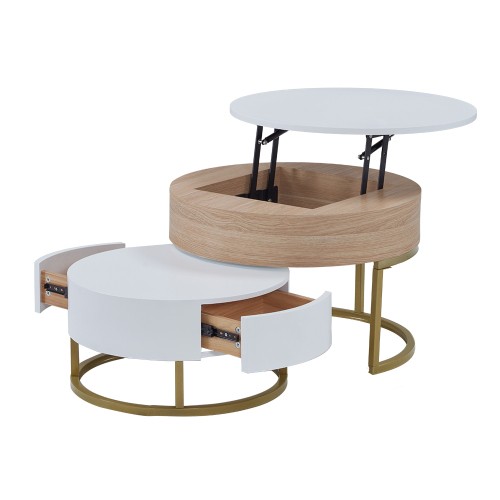 商品サイズ505027【ブラック】ローテーブル テーブル ネストテーブル 高さ調節可能昇降テーブル