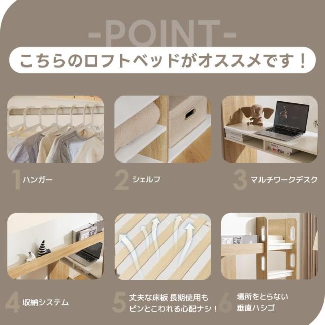 クーポン配布中」【 高さ173cm】S システムベッド 子供ベッド ロフト