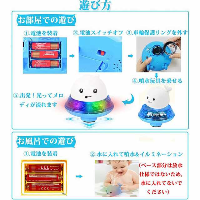 お風呂おもちゃ 子供水遊び 電動おもちゃ 自動噴水 音楽 ピカピカ LED