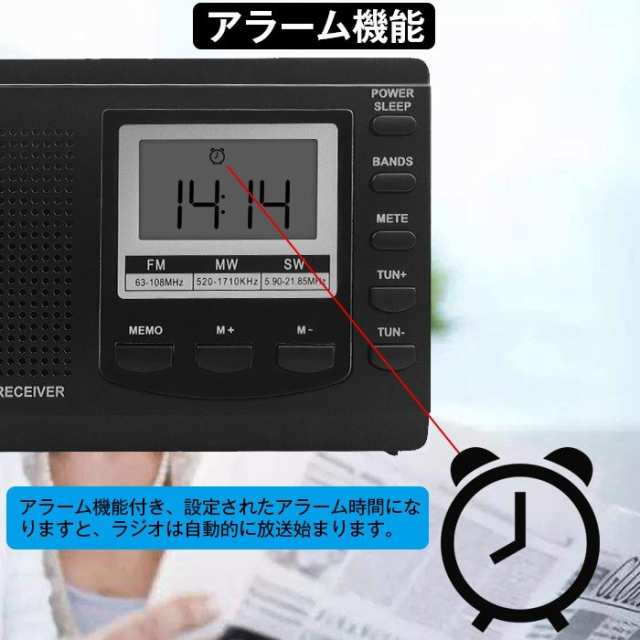 スリープオートオフ機能付き ラジオ 小型ポータブル FMAMSW ワイドFM