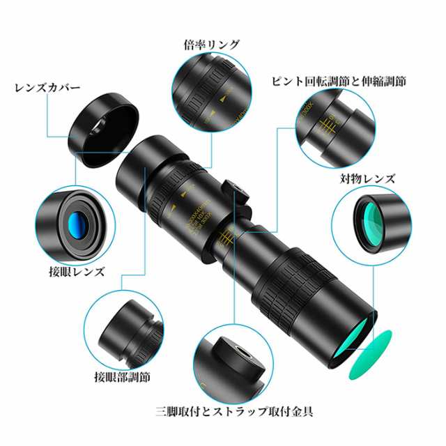 即納」単眼鏡 望遠鏡 10-300x高倍率 BAK-4高解像度 高透過率 超望遠