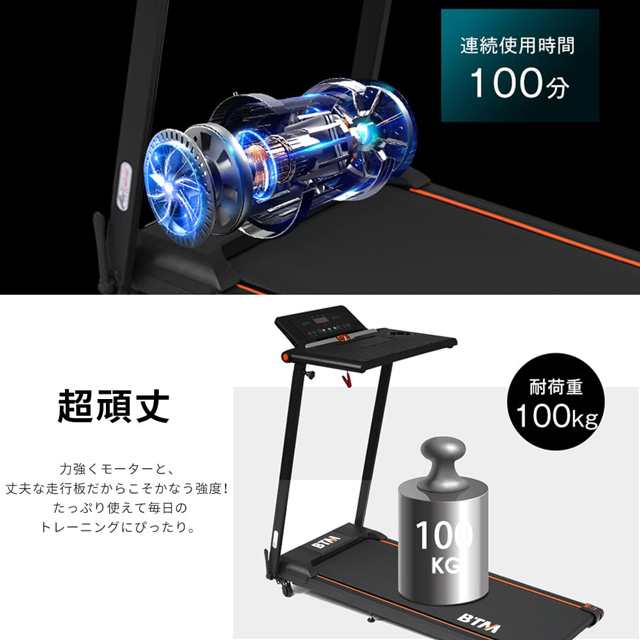 電動ランニングマシン ランニングマシン ルームランナー デスク付き ウォーキングマシンMAX12km/h フィットネスマシーン ダイエット器具  キャスター付き エクササイズ 心拍数計測機能付き 家庭用 超静音 衝撃吸収 健康器具 室内運動 健康器具有酸素運動の通販はau PAY ...