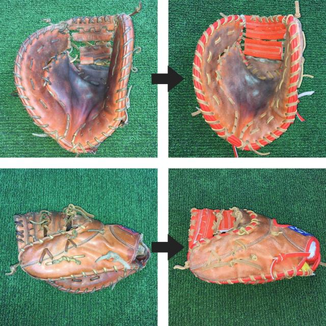 グラブ修理】 ヘリ革交換 〜全交換〜 ファーストミット [ グローブ修理