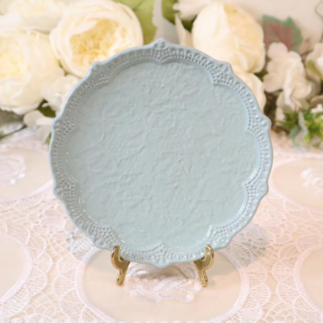 【La Ceramica ラ・セラミカ レースプレート アクア】 洋食器 陶器 おしゃれ かわいい 北欧 イタリア製 丸 食器 皿 お皿 イタリア カフェ シンプル パーティ クラシック アンティーク ケーキ ケーキプレート プレート ギフト プレゼント RELC037