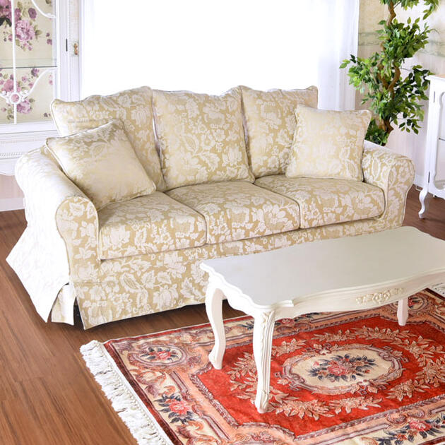 ドマーニ 3Pソファ  ソファ カバーリング エレガント ソファー 3人掛け 3人 おしゃれ かわいい 洗える 白家具 北欧 姫系 花柄 送料無料 REJKS-LS-104-A930-1の通販は 87,890円