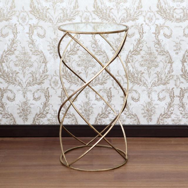 アクセントテーブル アンティークゴールド  アンティーク クラシック テーブル サイドテーブル ナイトテーブル スリム アイアン インテリア ディスプレイ ショップ おしゃれ かわいい 花台 電話台 玄関 丸 円 北欧 輸入家具 送料無料 RE7135004の通販は