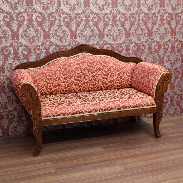 イタリア製 2人掛けソファ  クラシック アンティーク ソファ ファブリック シンプル インテリア イタリア おしゃれ かわいい 2人掛け 2人 椅子 北欧 猫脚 木 木製 完成品 輸入家具 送料無料 RE2-154204Rの通販は 195,800円