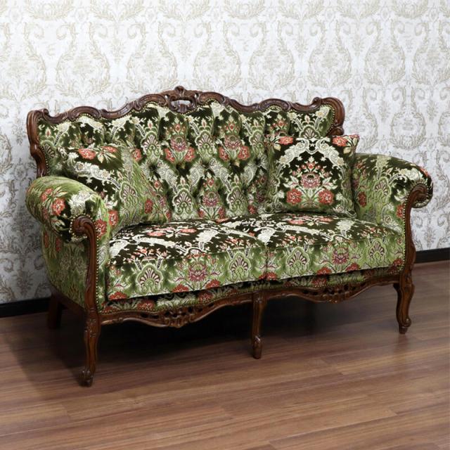 イタリア製 金華山織 2Pソファ  クラシック アンティーク モビリセディア インテリア ソファ ホテル ショップ おしゃれ かわいい 2人 2人掛け 二人掛け 金華山 北欧 高級 輸入家具 送料無料 RER3-304DVEの通販は