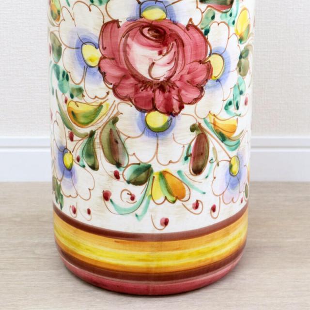 週末セール‼︎傘立て 花柄 クラシック インテリア イタリア 陶器 イタリア製 陶器 アンブレラスタンド アンティーク クラシック