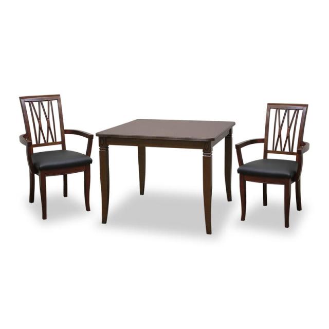 ベネチア ダイニング3点セット  マホガニー クラシック アンティーク ダイニングセット ダイニングテーブル セット ブラウン シンプル インテリア おしゃれ かわいい 二人掛け 二人用 猫脚 象嵌 食卓 木製 木 北欧 東海家具 送料無料 RE264011の通販は