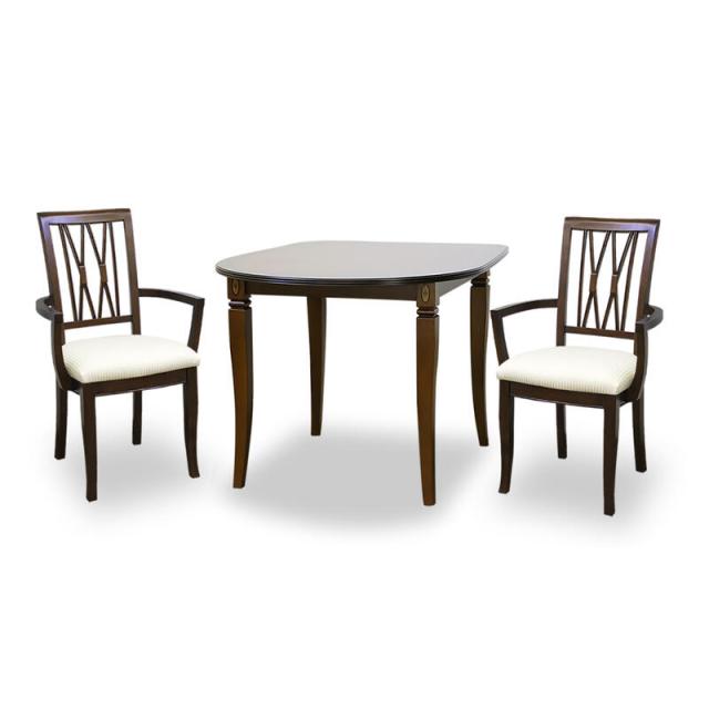 ベネチア ダイニング3点セット  マホガニー クラシック アンティーク ダイニングセット ダイニングテーブル セット ブラウン シンプル インテリア おしゃれ かわいい 二人掛け 二人用 猫脚 象嵌 食卓 木製 木 北欧 東海家具 送料無料 RE264585