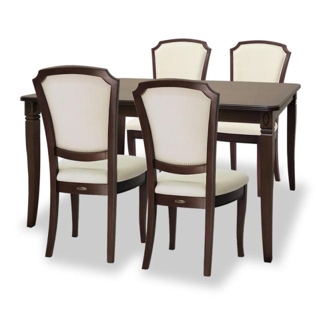 ベネチア ダイニング5点セット  マホガニー クラシック アンティーク ダイニングセット ダイニングテーブル セット ブラウン シンプル インテリア おしゃれ かわいい 4人掛け 4人用 猫脚 象嵌 食卓 木製 木 北欧 東海家具 送料無料 RE264202の通販は