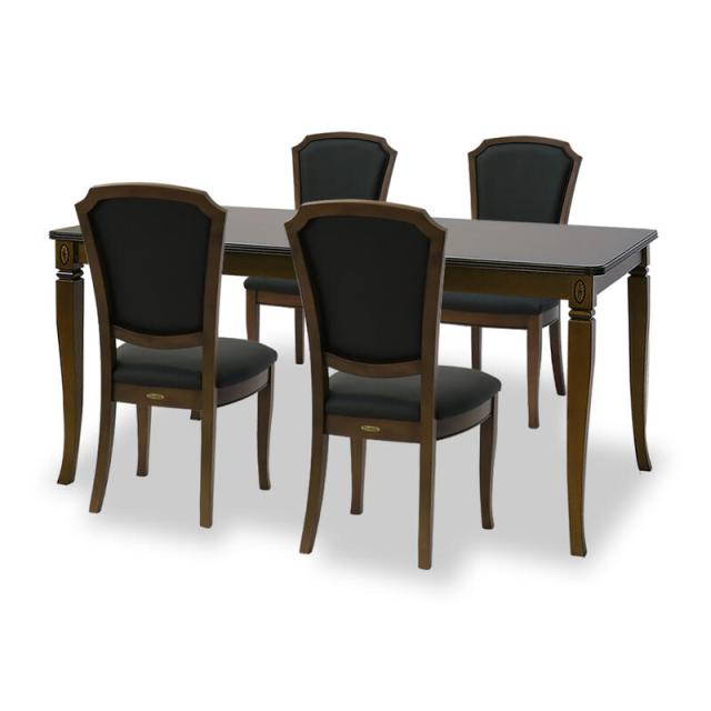 ベネチア ダイニング5点セット  マホガニー クラシック アンティーク ダイニングセット ダイニングテーブル セット ブラウン シンプル インテリア おしゃれ かわいい 4人掛け 4人用 猫脚 象嵌 食卓 木製 木 北欧 東海家具 送料無料 RE264103の通販は