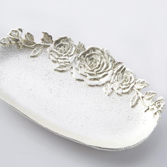 メタルプレート シルバーローズ ローズ バラ シルバー トレイ トレー