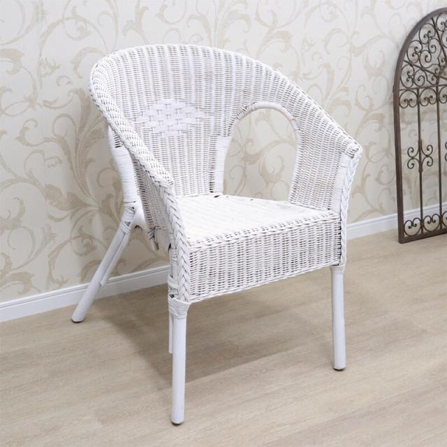 ラタンチェア ホワイト  アンティーク ガーデン ガーデンチェア ベランダ チェア ナチュラル インテリア ディスプレイ ショップ おしゃれ かわいい 椅子 白 庭 玄関 北欧 送料無料 REKNO/CH-2Wの通販は