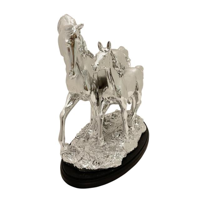 シルバーホース 馬 置き物 オブジェ 馬の置物 オブジェ ツインホース シルバー 風水 縁起物