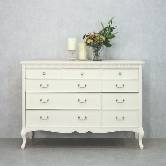 フルール チェスト 120 マホガニー フレンチ アイボリー ブラウン ホワイト シャビー シャビーシック エレガント フェミニン ガーリー シンプル インテリア おしゃれ かわいい 猫脚 箪笥 4段 収納 木製 木 白 姫系 北欧 東海家具 送料無料 RE783239/783185の通販は