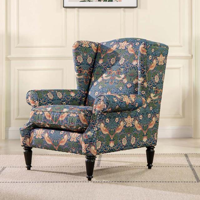 ジェニファーテイラー ウィングバックソファ Strawberry Thif  ウィリアムモリス ソファ イス ファブリック モダン クラシック インテリア ディスプレイ ショップ おしゃれ かわいい 一人用 一人掛け いちご泥棒 椅子 北欧 送料無料 RE36029AC-V102の通販は 187,000円