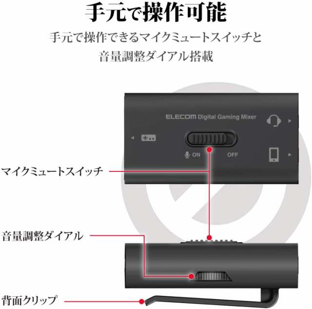 エレコム ゲーム用ボイスチャットミキサー スマホ通話しながらswitch Ps4のゲーム音を聞けるデジタルミキサーの通販はau Pay マーケット Atarime Store Au Pay マーケット店