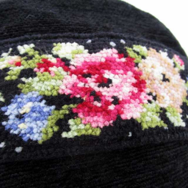 美品 レイクアルスター ハンドバッグ シェニール織 ブラウン 花柄