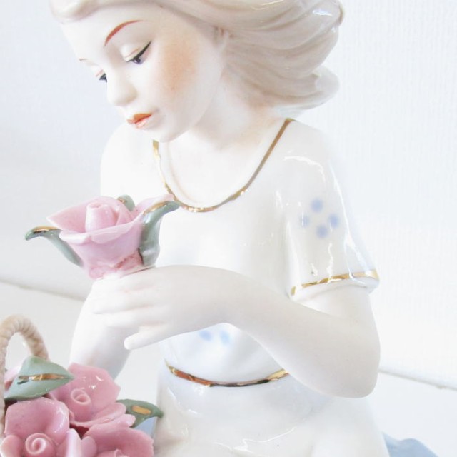 陶器 人形 スペイン調 オブジェ 『猫と女の子』 置物 置き物 おしゃれ かわいい エレガント 少女