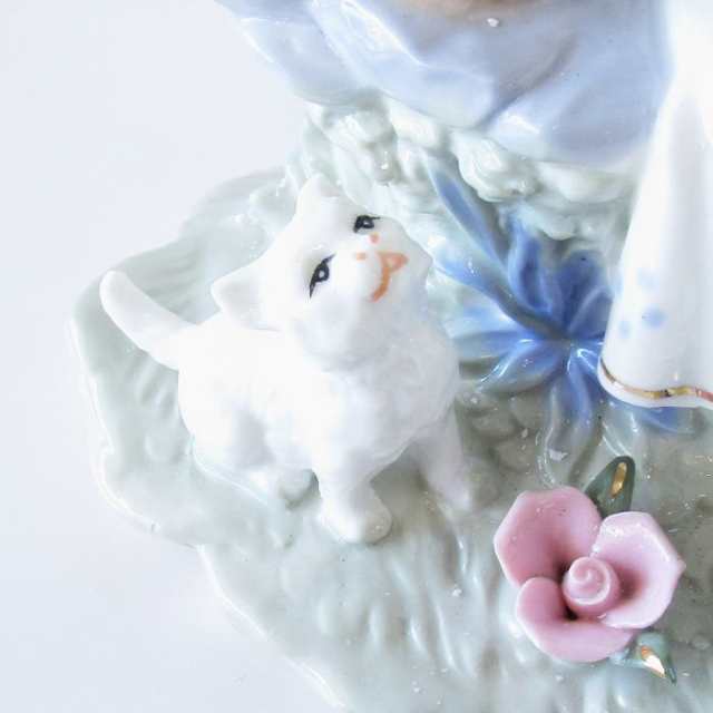 陶器 人形 スペイン調 オブジェ 『猫と女の子』 置物 置き物 おしゃれ かわいい エレガント 少女