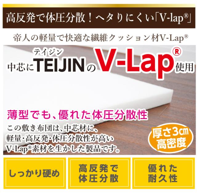 マンションにお住まいの方に【品名：ミント】湿気対策 3層 敷き布団 [テイジン 正規品 V-Lap?使用] 三層 超軽量 敷き布団 シングル 100×210cm 日本製 帝人 テイジン TEIJIN フィルケア? 敷きふとん 敷ふとん 体圧分散 抗菌 防臭 【圧縮梱包】ブイラップ　Vラップ_5