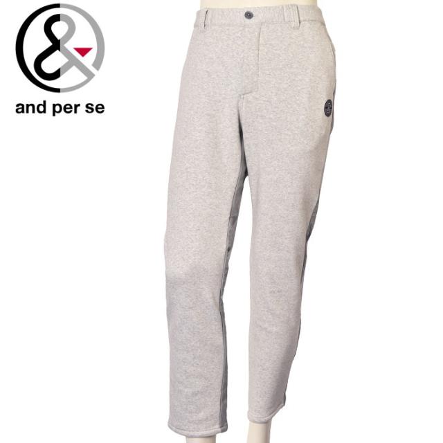 20％OFFセール！アンパスィ and per se ゴルフ 2024秋冬新作 メンズ 裏起毛異素材使いテーパードパンツ 服 ゴルフウェア