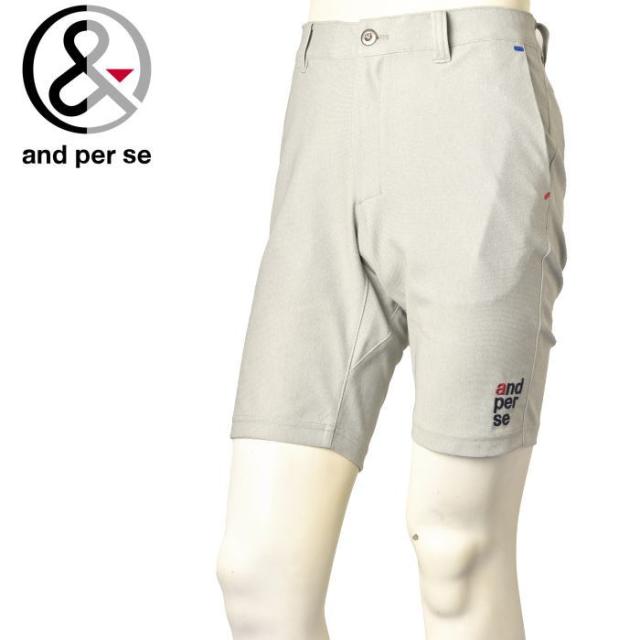 and per se アンパスィ　ショートパンツ　ゴルフ　ズボン　ロゴ　ホワイト アンパスィ and per se ゴルフ 2024春夏新作 メンズ ハーフパンツ