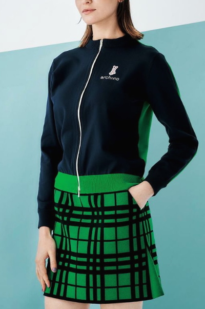 アルチビオ 刺繍ニットジップブルゾン ネイビー 36 刺繍ニットジップ