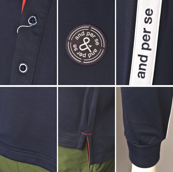 20％OFFセール！アンパスィ and per se ゴルフ 2024秋冬新作 メンズ 裏起毛長袖ボタンダウンポロシャツ 服 ゴルフウェア_2