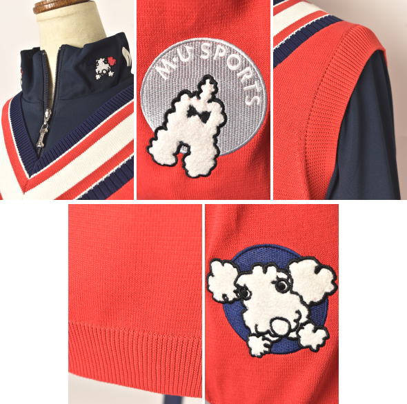 50％OFFセール！MUスポーツ M・U SPORTS ゴルフ 2023秋冬新作 レディース Vネックニットベスト 服 ゴルフウェア_2