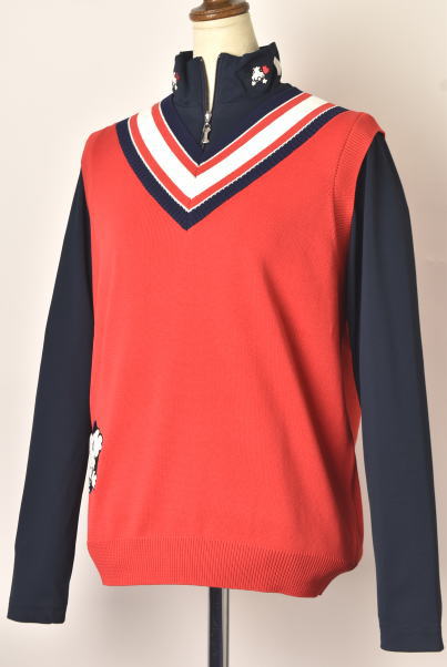 50％OFFセール！MUスポーツ M・U SPORTS ゴルフ 2023秋冬新作 レディース Vネックニットベスト 服 ゴルフウェア_3