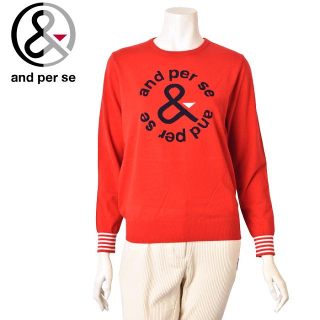 新品】and per se アンパスィ ニットクルーネックセーター 白 20％OFF