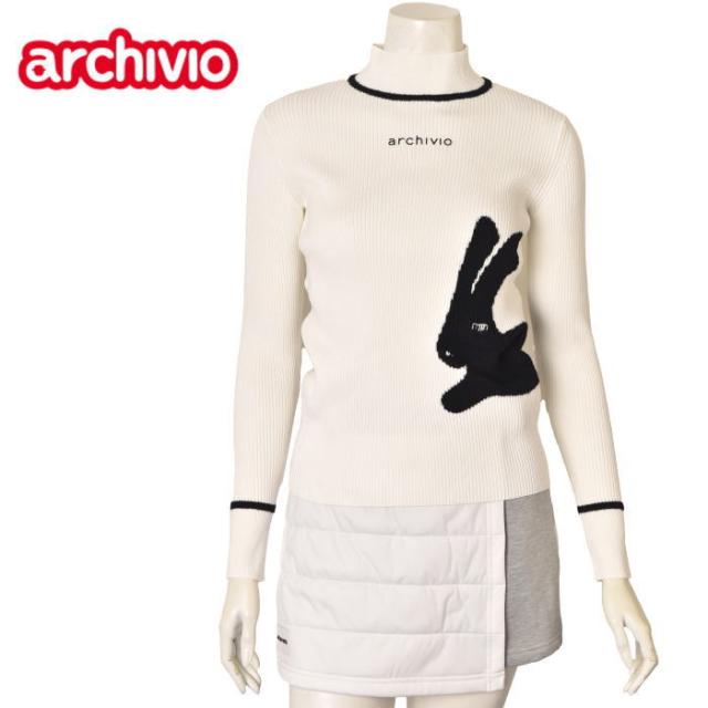 40％OFFセール！アルチビオ archivio ゴルフ 2024秋冬新作 レディース ハイネックリブニットプルオーバー モックネック 服 ゴルフウェア