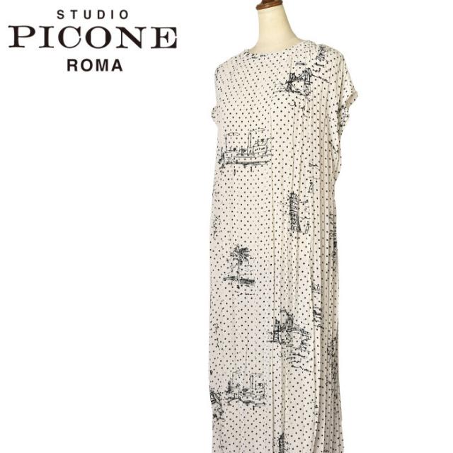 50％OFFセール！スタジオ ピッコーネ STUDIO PICONE ROMA 2024春夏新作 レディース 半袖プリーツワンピース