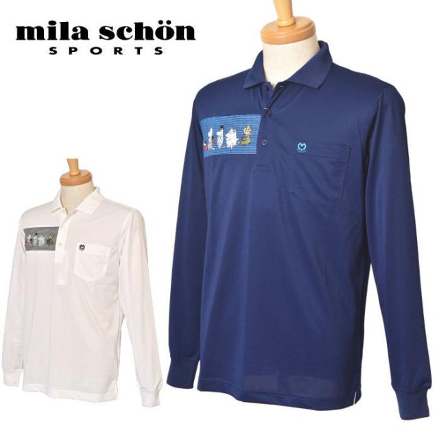 50％OFFセール！ミラショーン スポーツ ゴルフ mila schon sports 2025春夏新作 メンズ ムーミン 長袖ポロシャツ 服 ゴルフウェア アウトレット