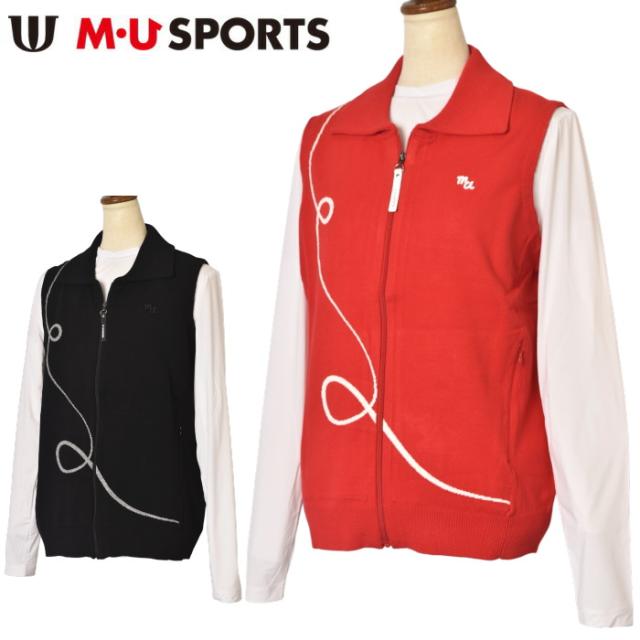 美品　M•U SPORTS レディース　ゴルフ　ジップアップベスト　ポリエステル MUスポーツ M・U SPORTS ゴルフ 2025春夏新作 レディース ジップ