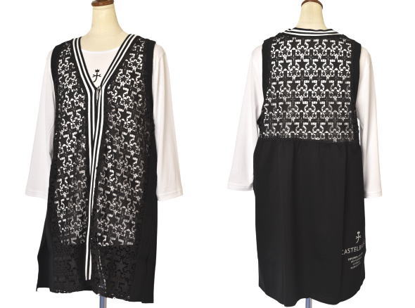カステルバジャック CASTELBAJAC 2025秋冬新作 レディース レース切替ロングベスト ジレ 服_2