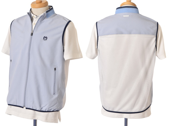 ミラショーン スポーツ ゴルフ mila schon sports 2026春夏新作 メンズ サッカー×メッシュジップアップベスト 服 ゴルフウェア_3