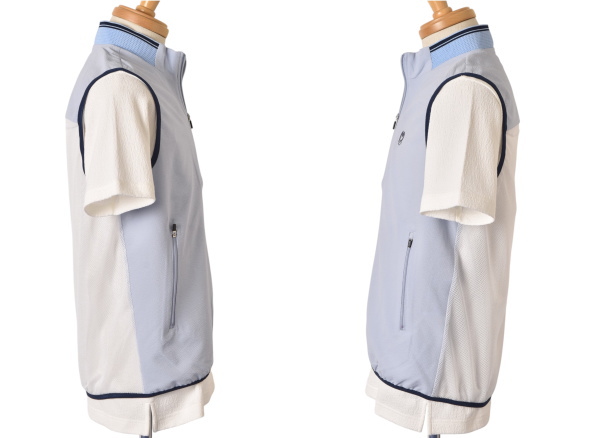 ミラショーン スポーツ ゴルフ mila schon sports 2026春夏新作 メンズ サッカー×メッシュジップアップベスト 服 ゴルフウェア_4
